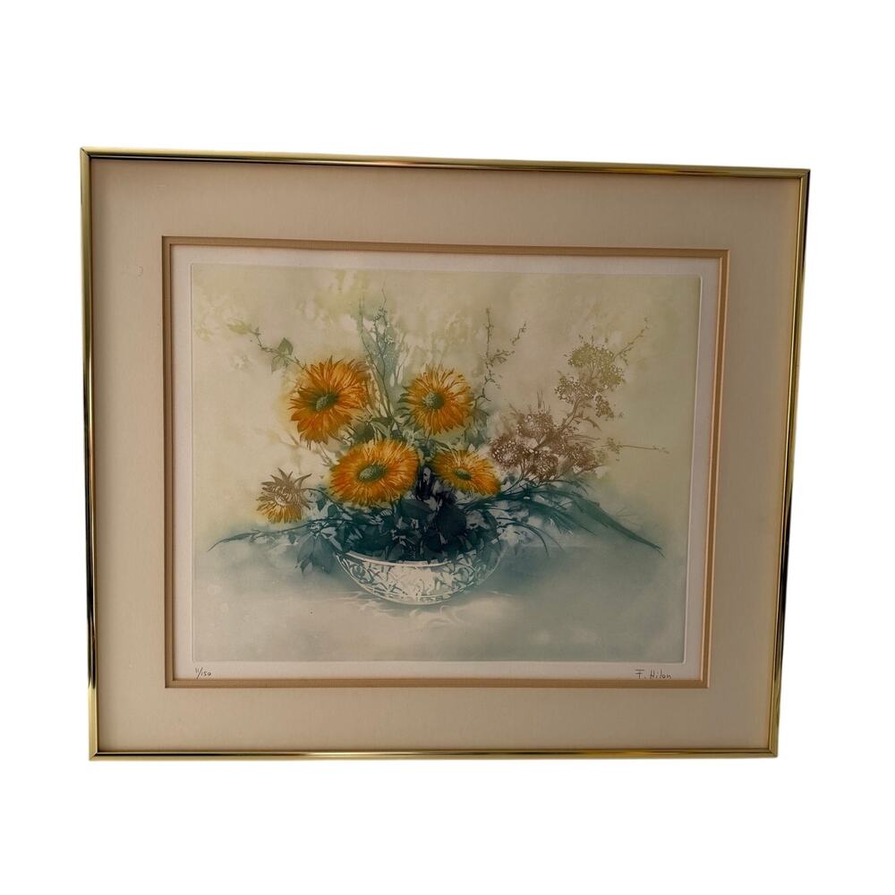 France Hilon Limited Edition Signed & Numbered Etching Print 11/150 Les Soucis